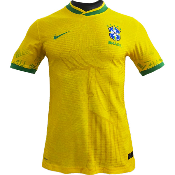 Brazil special edition jersey pre-match training soccer uniform men's football top yellow shirt 2022-2023